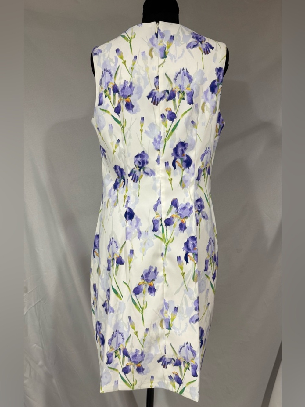 Alyx White Midi Dress with Lavender Iris Print - Picture 2 of 7
